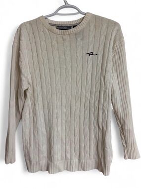 Rocawear Beige Cable Knit Crewneck Sweater